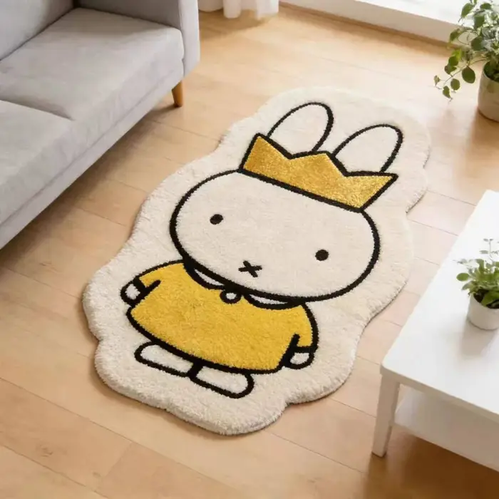 Tapis de sol Miffy en imitation cachemire, antidérapant, pour chambre à coucher, tapis doux pour la décoration intérieure, protection du sol domestique