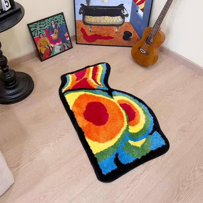Tapis touffeté en forme de fesses arc-en-ciel