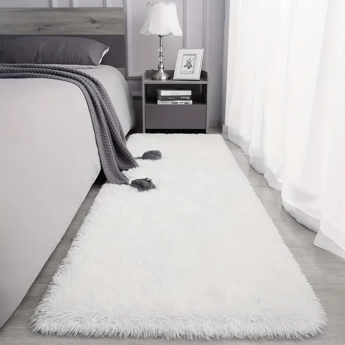 VIKmemorial-Tapis en peluche ultra-doux, faux tapis durable, lavable en machine, plusieurs couleurs,