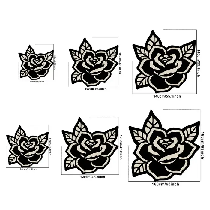 VIKAMA Tapis rose minimaliste noir et blanc