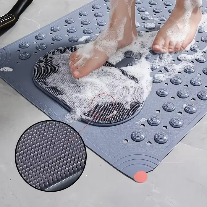 Tapis de bain en PVC antidérapant bleu clair avec nuages de massage 0 8 cm d'épaisseur 2600 g m2 motif de points pour