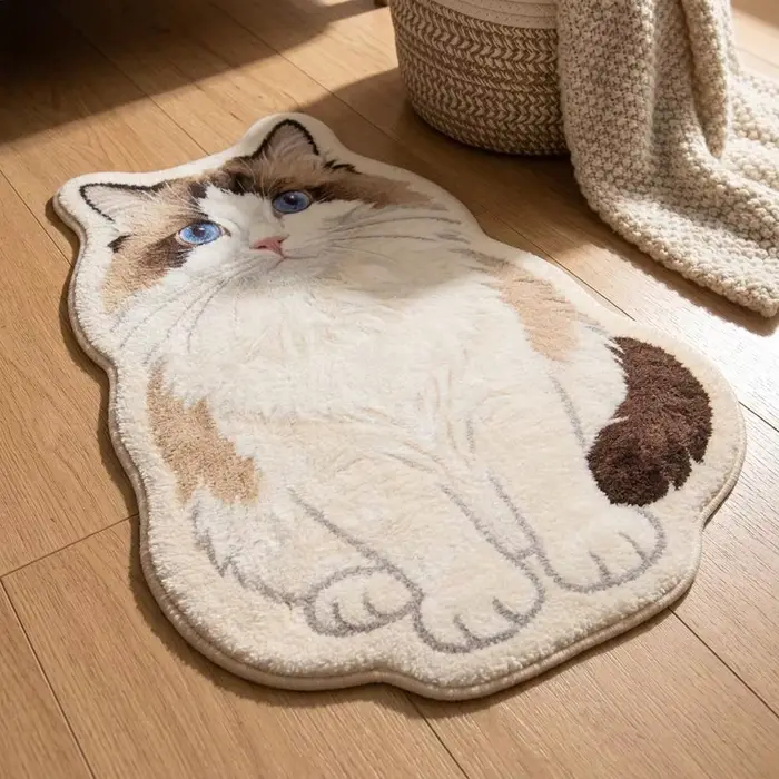 Tapis irrégulier en forme de chat mignon