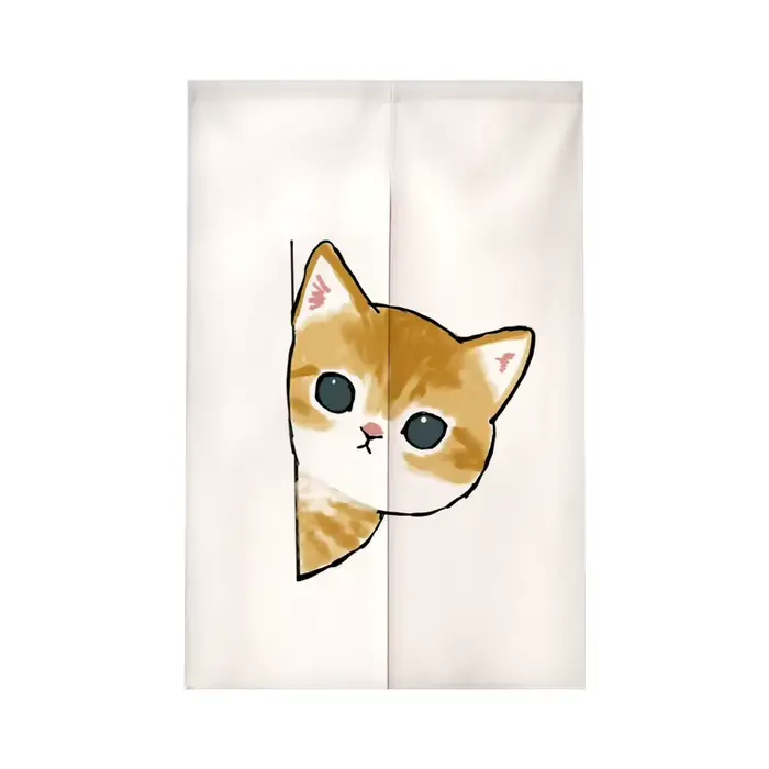 Rideau de porte illustré avec un chat de dessin animé VIKAMA : Décoration minimaliste pour la maison