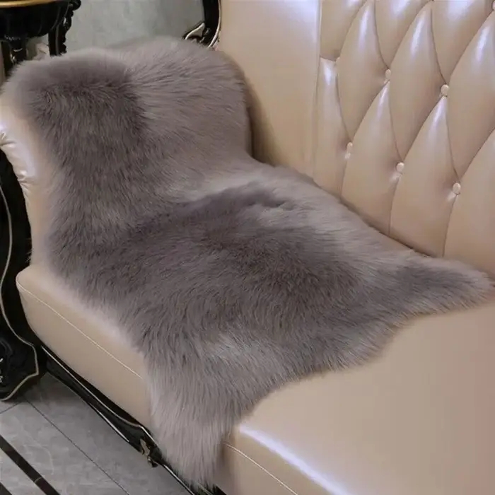 Imitation laine antidérapante moelleux Shaggy Protection de sol tapis doux lavable en peau de mouton
