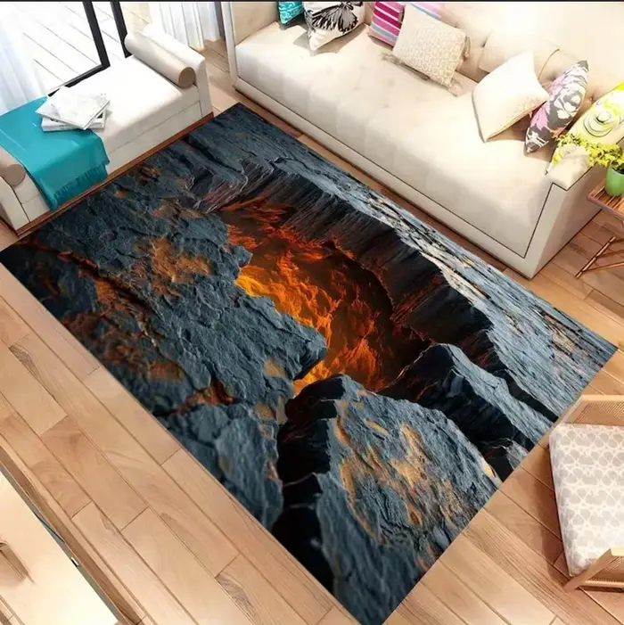 Tapis 3D effet illusion visuelle Désert Bleu Givré pour Chambres