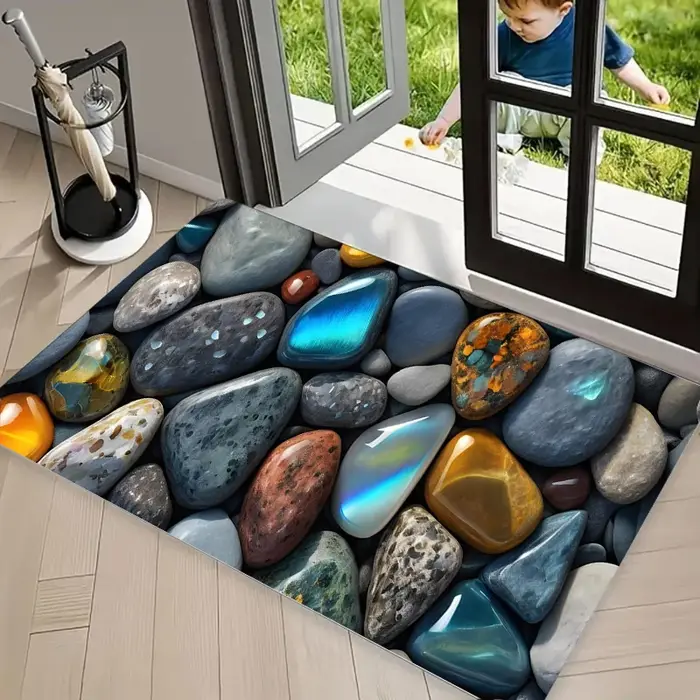 Tapis de sol antidérapant en pierre de rivière pour la décoration intérieure