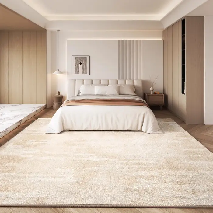 Tapis en peluche épais et antidérapant pour décoration de chambre à coucher