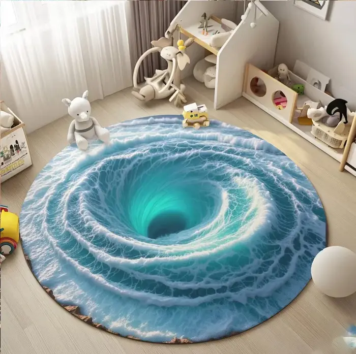 Tapis rond à effet 3D avec impression de tortue, animal marin, décoration de la maison, cadeau sur l