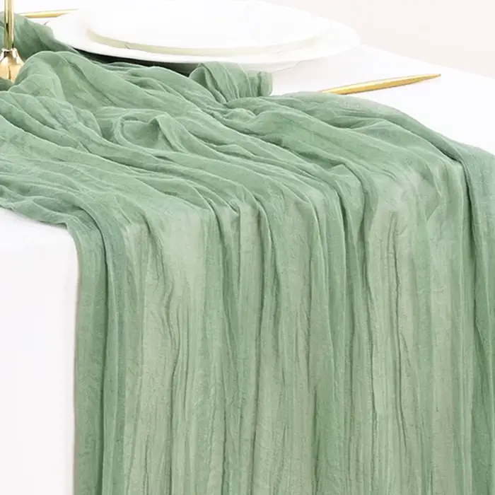 Chemin de Table vert sauge Boho rustique gaze tapis de Cheesecloth