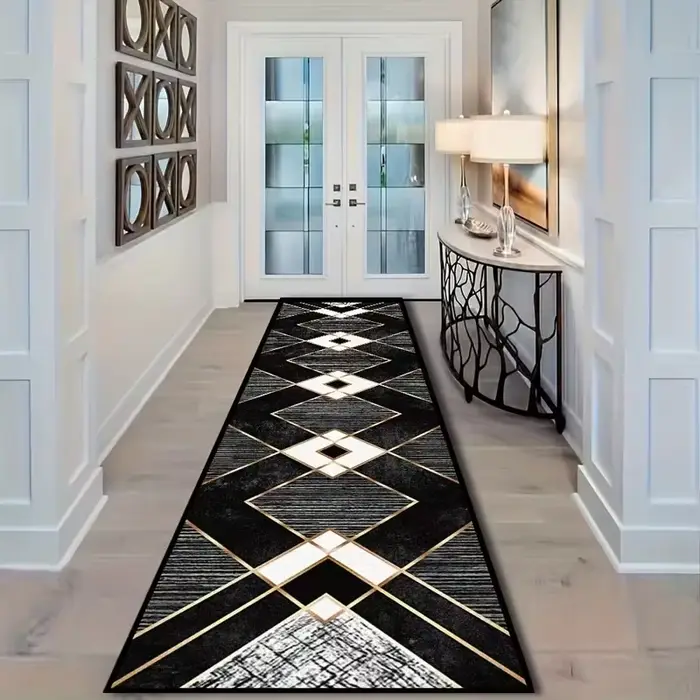Tapis de couloir géométrique octogonal rétro marron-orange