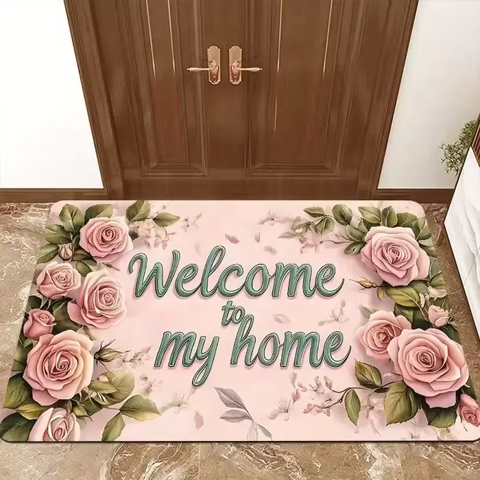 Tapis d'entrée Rose, tapis de bienvenue pour la maison, tapis de sol souple antidérapant, paillasson d'entrée intérieur et extérieur, tapis de sol de cuisine