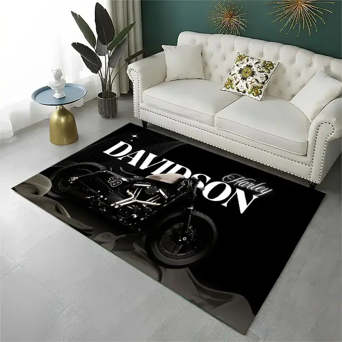 Tapis antidérapant rétro H-Harleys Racing Moto pour salon