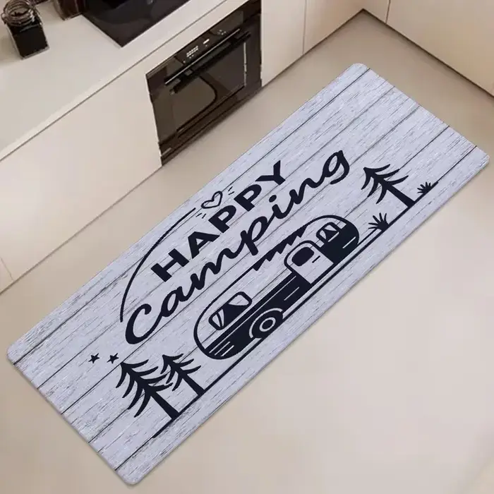 Nouvelle Arrivée Tapis de Couloir Imprimé Camping Style Ferme Rustique Antidérapant Doux pour Cuisine, Couloir et Entrée Décorative