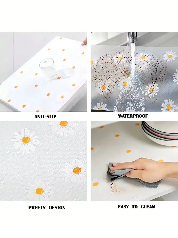 Tapis de cuisine réutilisable motif marguerite