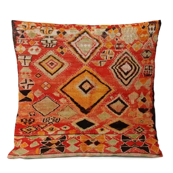 Taie d'oreiller décorative pour canapé, tapis persan ethnique, coussin géométrique, rouge, bleu, tribal, bergame, bohème, décoration de la maison
