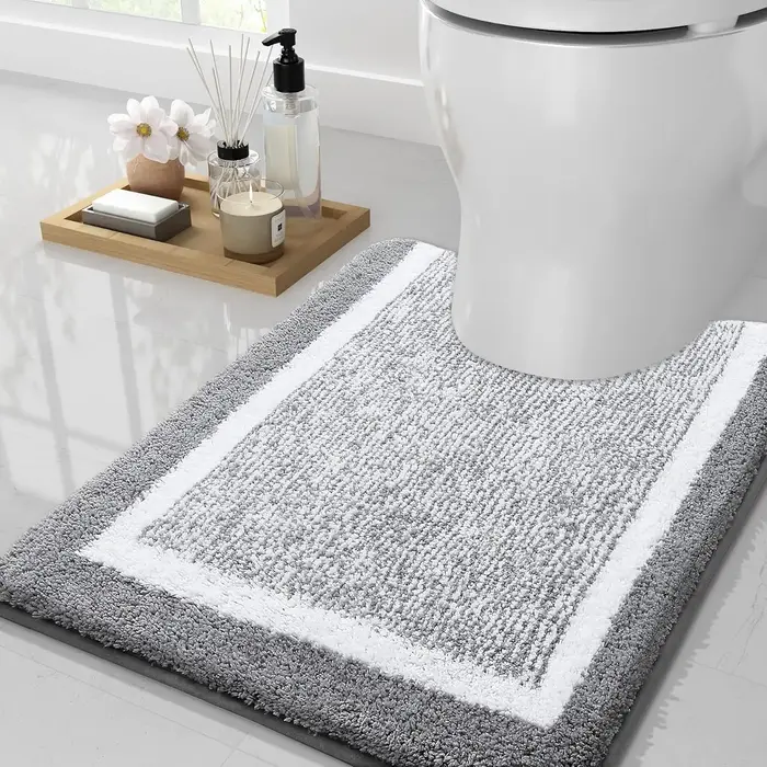 Tapis de salle de bain en microfibre moelleuse 50x60cm, tapis de bain en forme de U, super absorbant