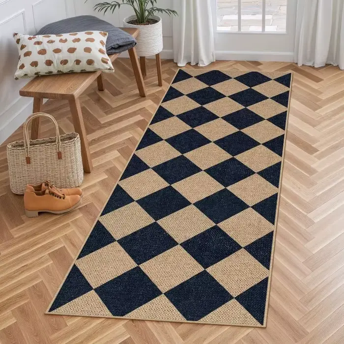 Tapis de couloir à carreaux