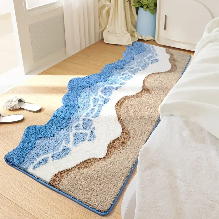 Tapis de chevet ondulé tufté à la main
