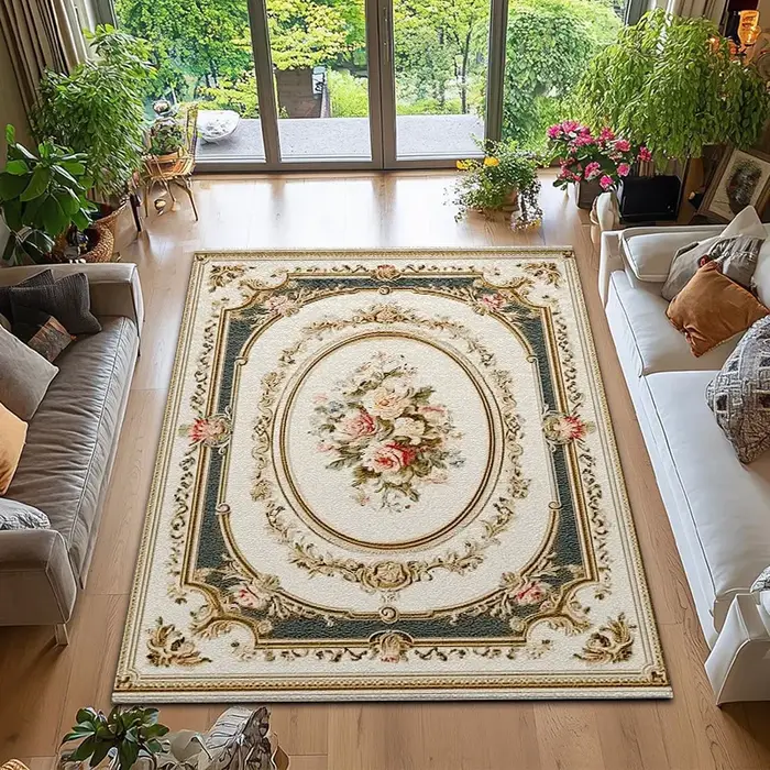 RAKKS – tapis de luxe léger Vintage à fleurs rurales, antidérapant, moderne, pour salon, chambre à coucher, décoration de la maison