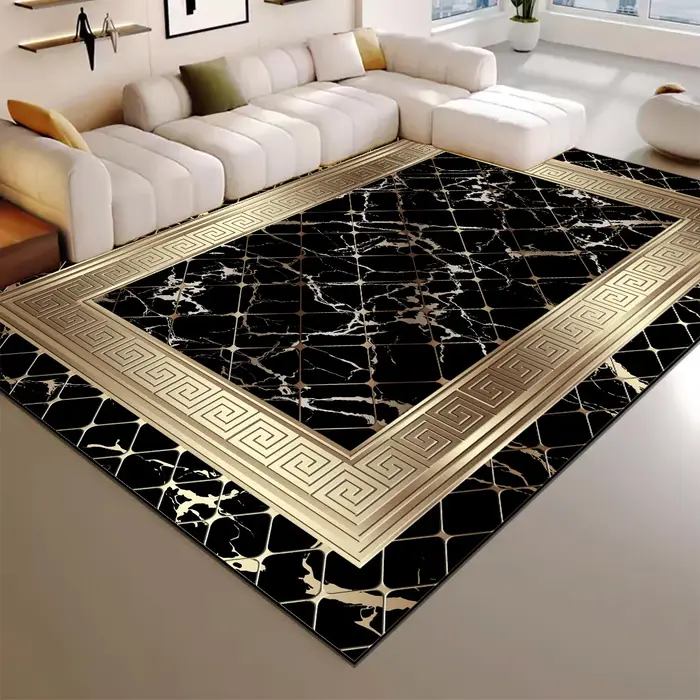 Tapis de salon de luxe haut de gamme, tapis de grande surface, décor de chambre, tapis de sol dorés,