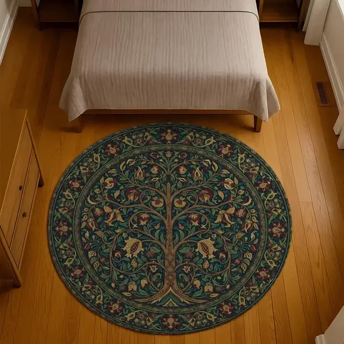 Tapis Rond Arbre de Vie Teal