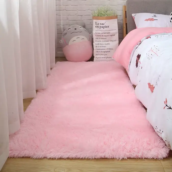 Tapis de chambre à coucher rose pour chambre d'enfant