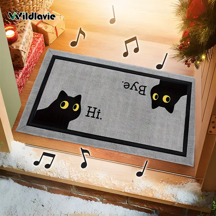 VIKAMA tapis de bienvenue gris tapis extérieur noir chat tapis cristal velours tapis antidérapant ta