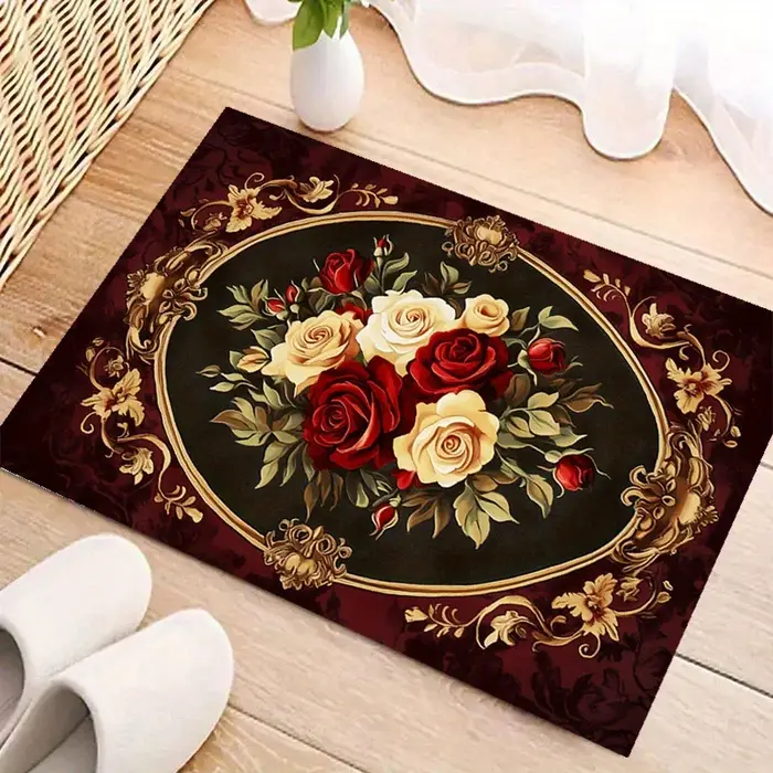 Tapis de sol de luxe à fleurs rétro