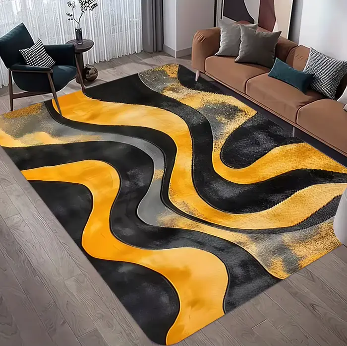 Tapis nordique grande surface Orange marron pour salon
