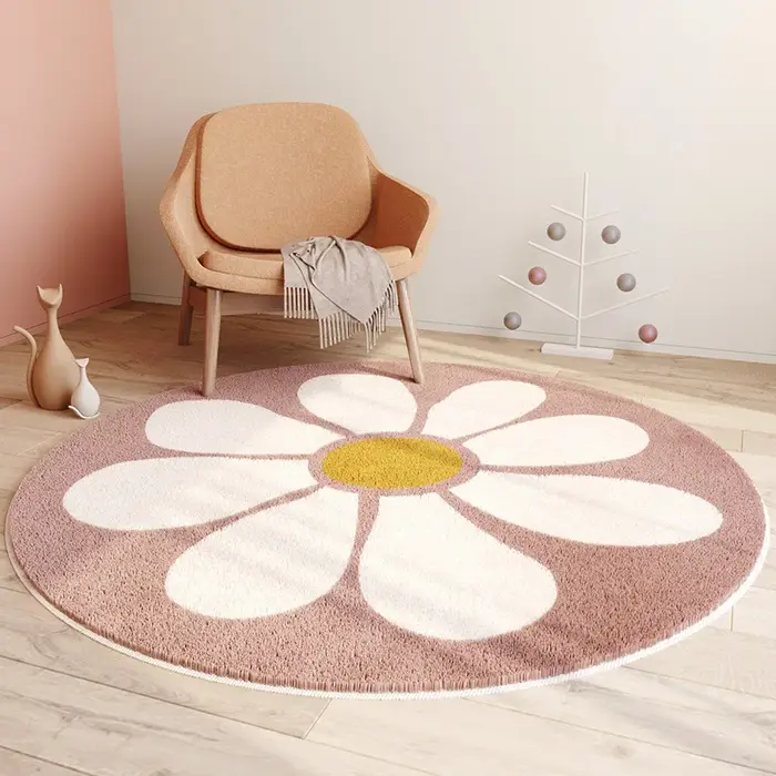 Tapis rond moderne de grande surface de dessin animé Ins