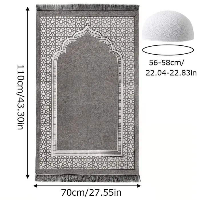Tapis de prière musulmans portables avec capuchon et perles de prière