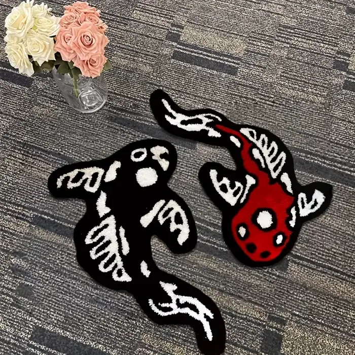 VIKAMA Tapis en peluche dessin animé Koi