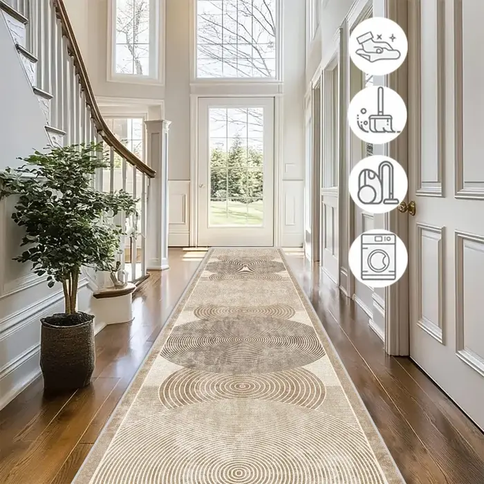VIKAMA Tapis texturé géométrique résistant aux taches et antidérapant pour couloir et chambre à coucher