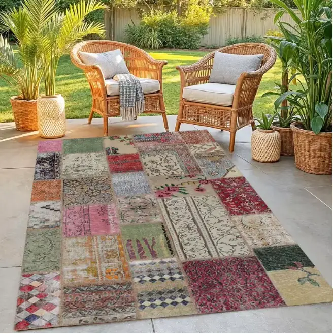 Tapis rectangulaire à motifs Patchwork Vintage, style Boho Chic, pour salon, décoration colorée pour