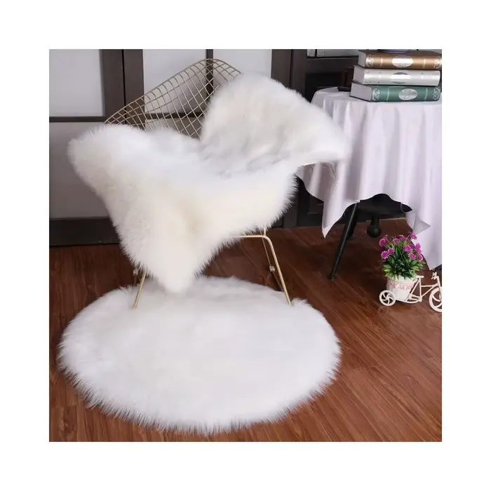 Nouveau tapis Imitation laine cheveux longs antidérapant Protection de sol