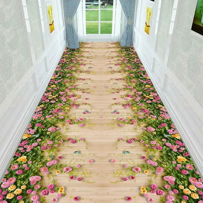 Tapis de sol décoratif stéréoscopique à motif floral