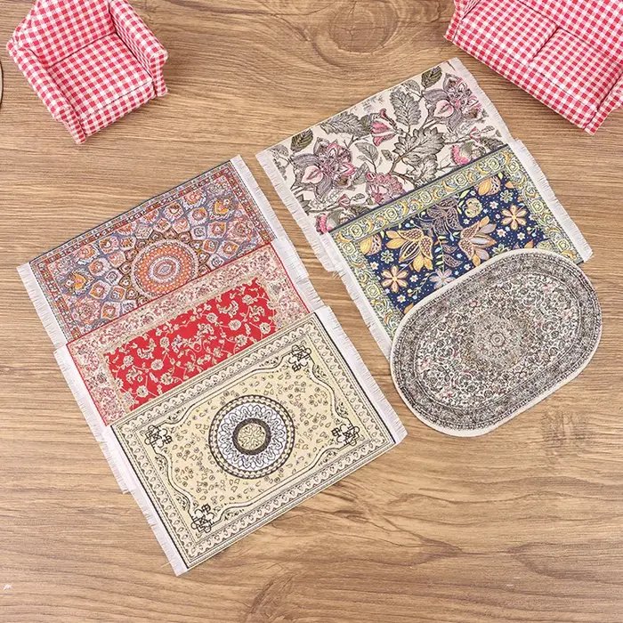 Tapis de couverture de sol de style turc, jouet de courses, maison l'inventaire, rond, carré, polymères de sol, modèle de bricolage, décor de chambre et de salon, 1PC