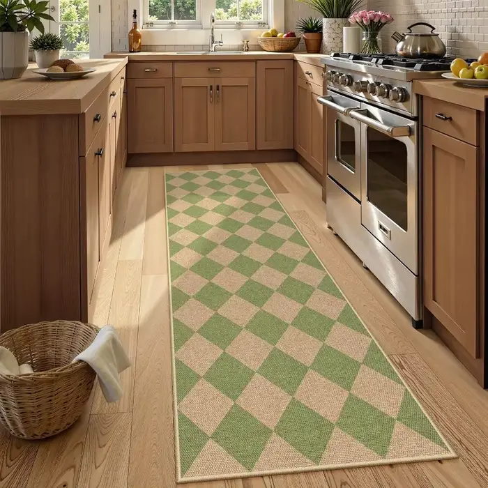 Tapis de couloir à carreaux