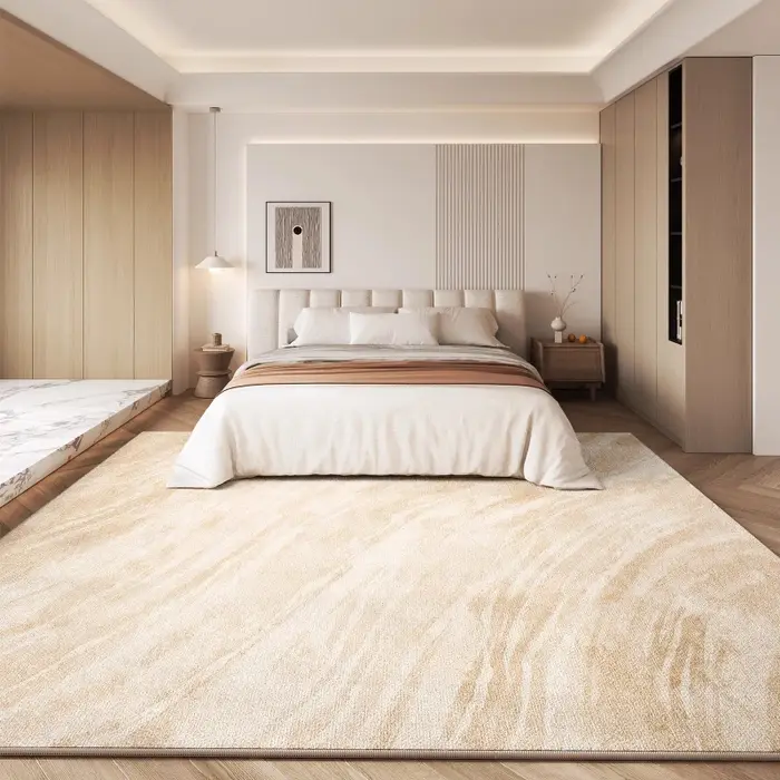 Tapis en peluche épais et antidérapant pour décoration de chambre à coucher