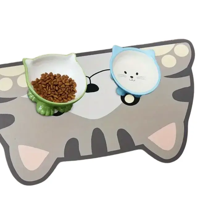 Tapis d'alimentation pour chien et chat à séchage rapide, coussin imperméable en boue de diatomée, anti-déversement et résistant aux taches, tapis de salle à manger antidérapant pour animaux de compag
