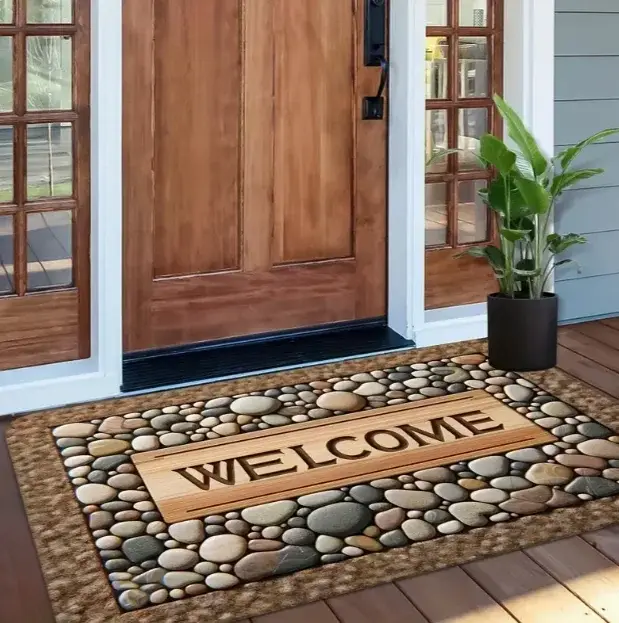 Tapis de porte de bienvenue à motifs de pierre "bienvenue" avec ADesign pour la décoration de la fer