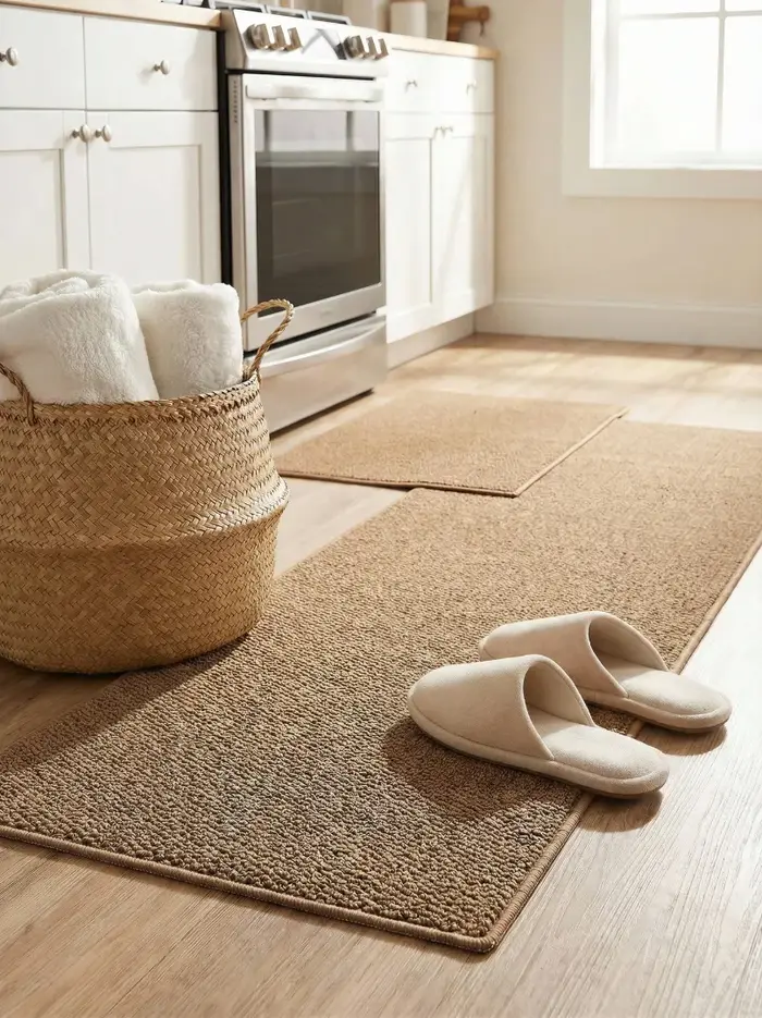 Tapis de cuisine antidérapant lavable en faux sisal
