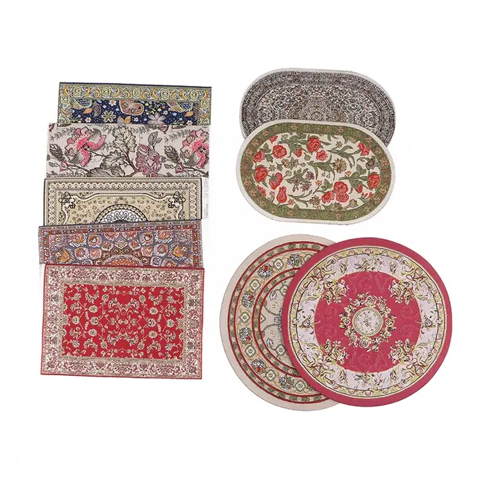 Tapis de couverture de sol de style turc, jouet de courses, maison l'inventaire, rond, carré, polymères de sol, modèle de bricolage, décor de chambre et de salon, 1PC