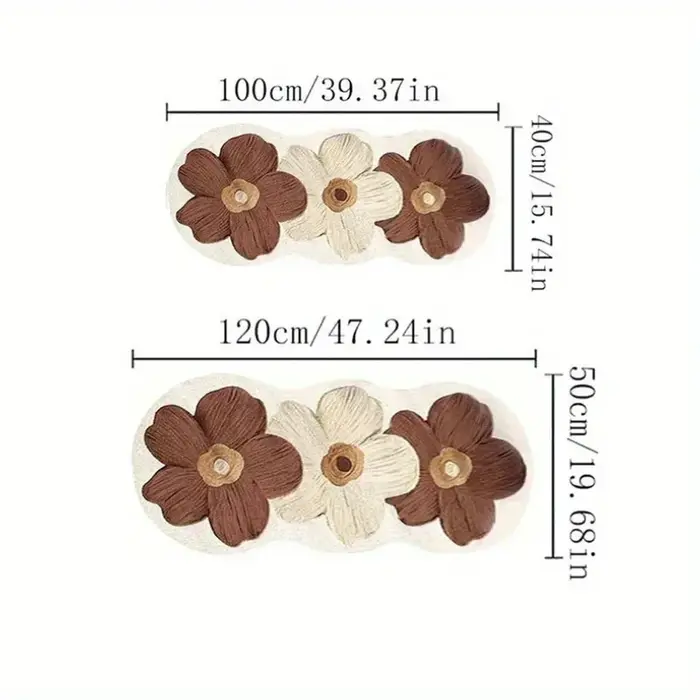 Tapis de sol floral de style nordique, bleu et beige, tapis moelleux à motifs floraux, tapis décoratif pour chambre à coucher, chambre de fille, décoration intérieure