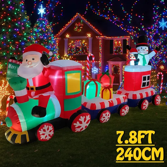 Train gonflable du père noël