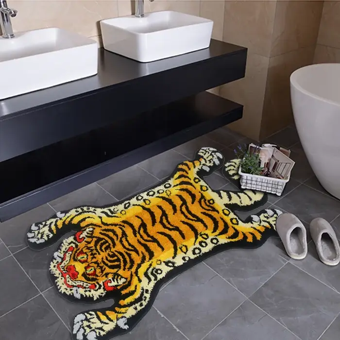 Tapis tigre 3D doux en forme d'animal
