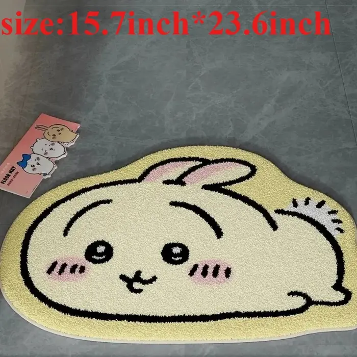 Tapis de dessin animé Chiikawa, tapis de sol en peluche Hachiware Usagi, tapis antidérapant pour sal