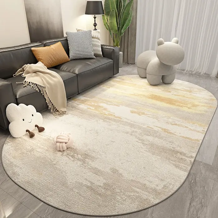 Tapis ovale de luxe léger pour décoration de chambre à coucher