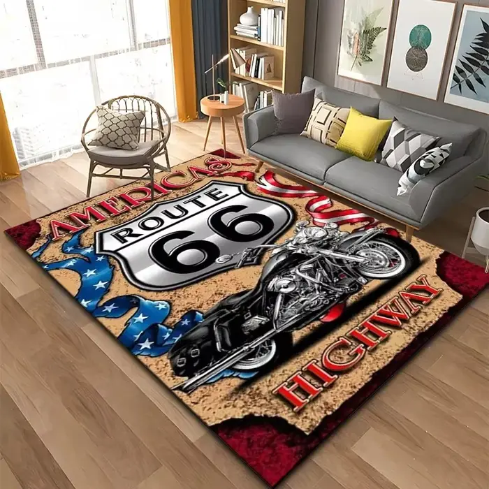 Tapis à motif de Route historique 66, grand tapis pour salon, chambre d'enfants, canapé, cuisine, pa
