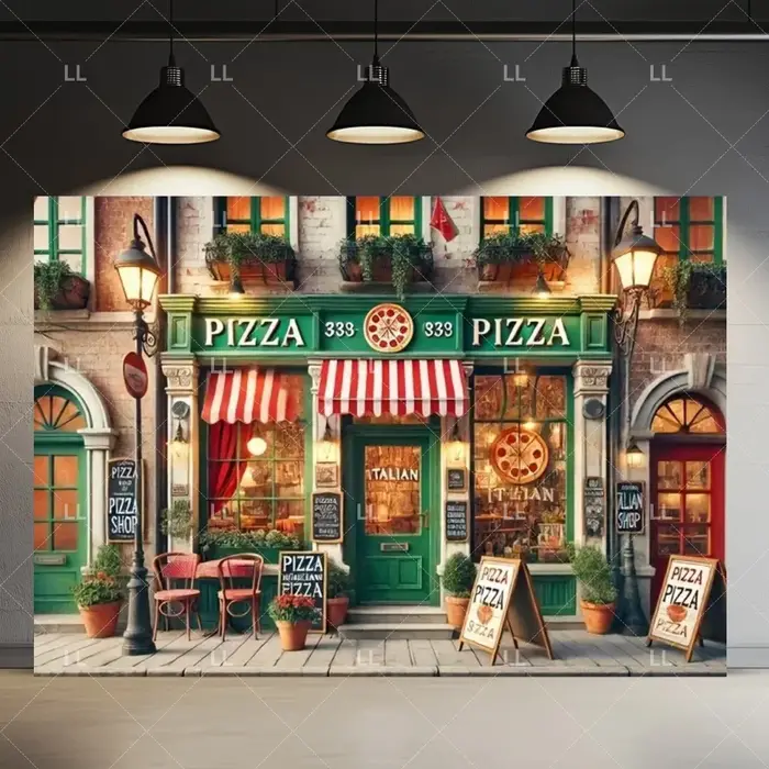 Décor de scène de restaurant de pizzas italiennes, nourriture délicieuse, fête, décoration, café en plein air, accessoire de photographie